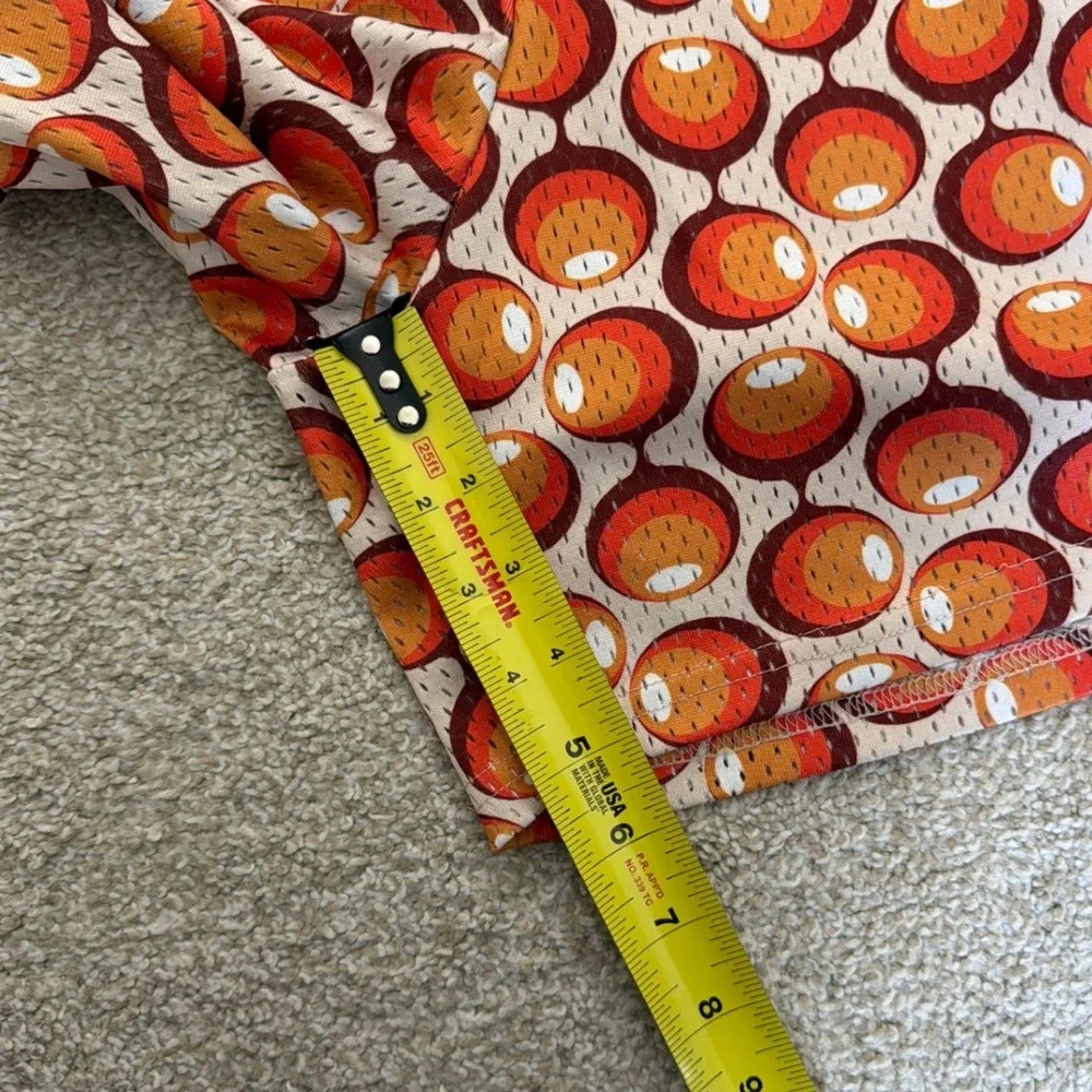 Inaka‎ Power Mens XL Mesh Gym Shorts Orange Red Retro Geometric Circle Pattern